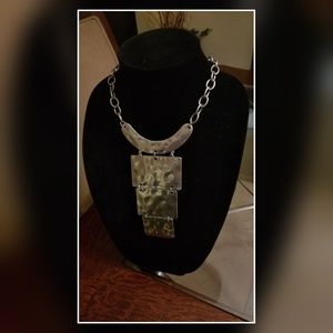 Silver Chunky Metal Tiered Necklace